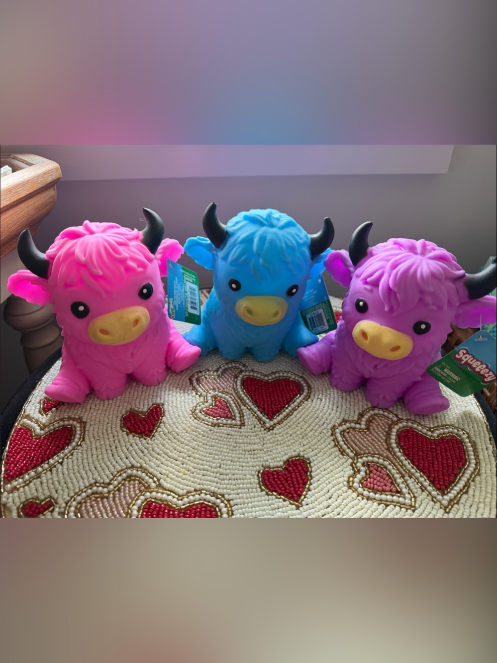 Squeeze Pink, Blue & Purple Plush Squeeze Toy Trio